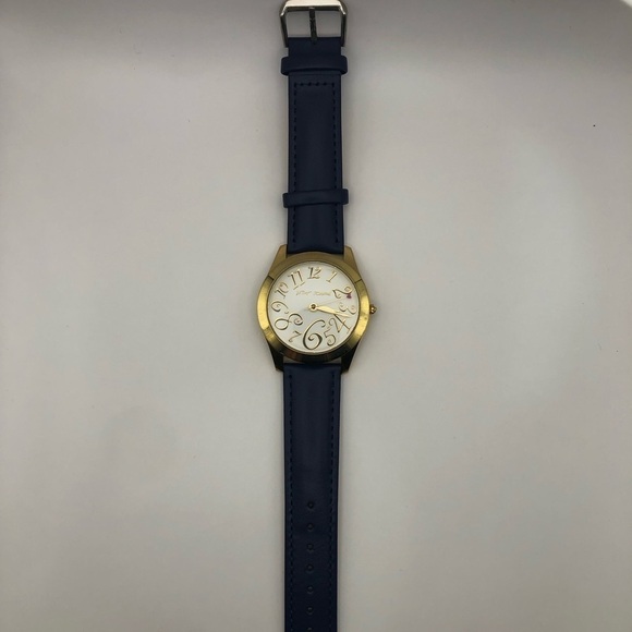 Betsey Johnson Women’s Watch New Dark Navy Blue Band (New Battery) Gold Bezel - Picture 9 of 12